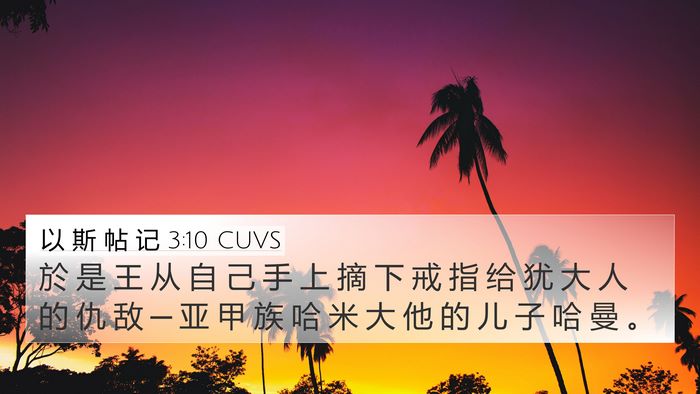 以 斯 帖 记 3:10 CUVS Bible Verse Image