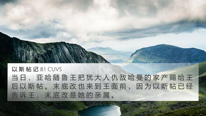 以 斯 帖 记 8:1 CUVS 4K Wallpaper - 当 日 ， 亚 哈 随 鲁 王 把 犹 大 人 - 4K Wallpaper Bible Verse