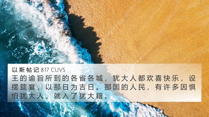 以 斯 帖 记 8:17 CUVS Bible Verse Image