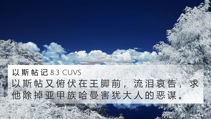 以 斯 帖 记 8:3 CUVS Bible Verse Image