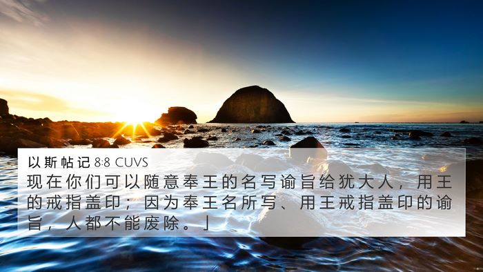 以 斯 帖 记 8:8 CUVS Bible Verse Image