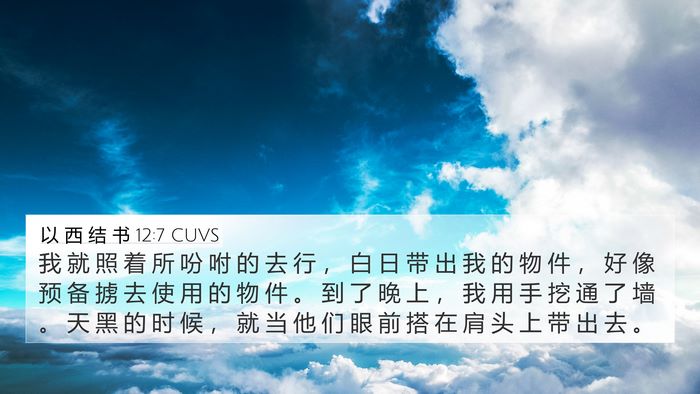 以 西 结 书 12:7 CUVS 4K Wallpaper - 我 就 照 着 所 吩 咐 的 去 行 ， 白 - 4K Wallpaper Bible Verse