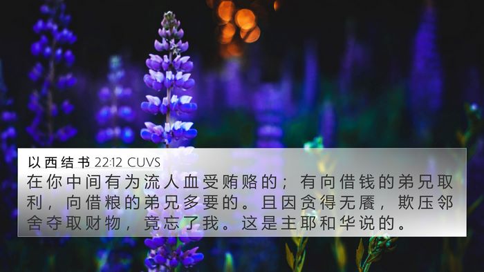 以 西 结 书 22:12 CUVS Bible Verse Image