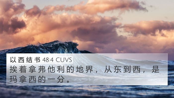 以 西 结 书 48:4 CUVS 4K Wallpaper - 挨 着 拿 弗 他 利 的 地 界 ， 从 东 - 4K Wallpaper Bible Verse