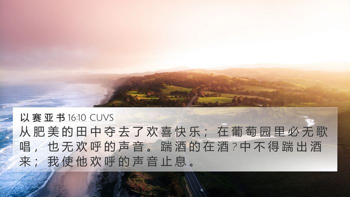 以 赛 亚 书 16:10 CUVS Bible Verse Image