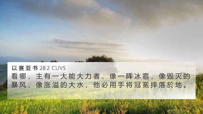 以 赛 亚 书 28:2 CUVS Bible Verse Image