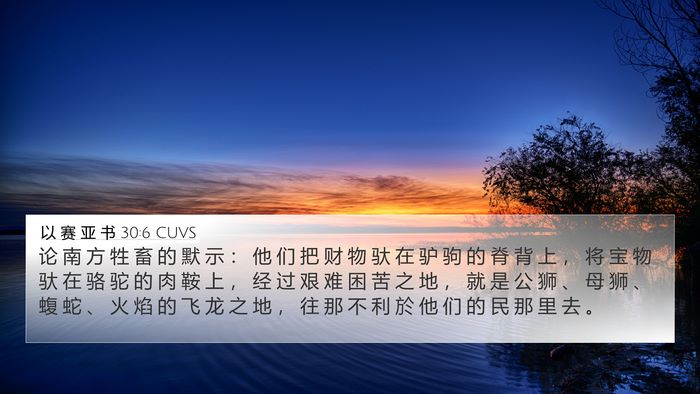 以 赛 亚 书 30:6 CUVS Bible Verse Image