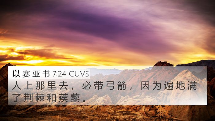 以 赛 亚 书 7:24 CUVS 4K Wallpaper - 人 上 那 里 去 ， 必 带 弓 箭 ， 因 - 4K Wallpaper Bible Verse