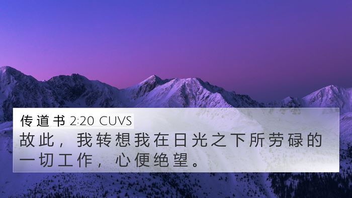 传 道 书 2:20 CUVS 4K Wallpaper - 故 此 ， 我 转 想 我 在 日 光 之 下 - 4K Wallpaper Bible Verse