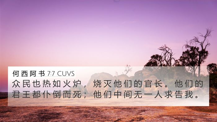 何 西 阿 书 7:7 CUVS 4K Wallpaper - 众 民 也 热 如 火 炉 ， 烧 灭 他 们 - 4K Wallpaper Bible Verse
