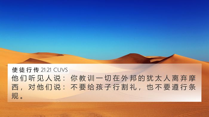 使 徒 行 传 21:21 CUVS Bible Verse Image