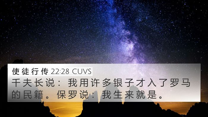 使 徒 行 传 22:28 CUVS 4K Wallpaper - 千 夫 长 说 ： 我 用 许 多 银 子 才 - 4K Wallpaper Bible Verse
