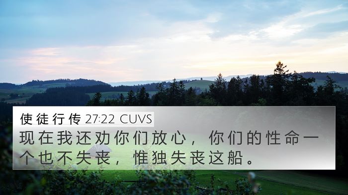使 徒 行 传 27:22 CUVS Bible Verse Image