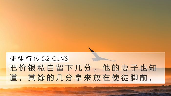 使 徒 行 传 5:2 CUVS 4K Wallpaper - 把 价 银 私 自 留 下 几 分 ， 他 的 - 4K Wallpaper Bible Verse