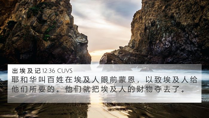 出 埃 及 记 12:36 CUVS Bible Verse Image