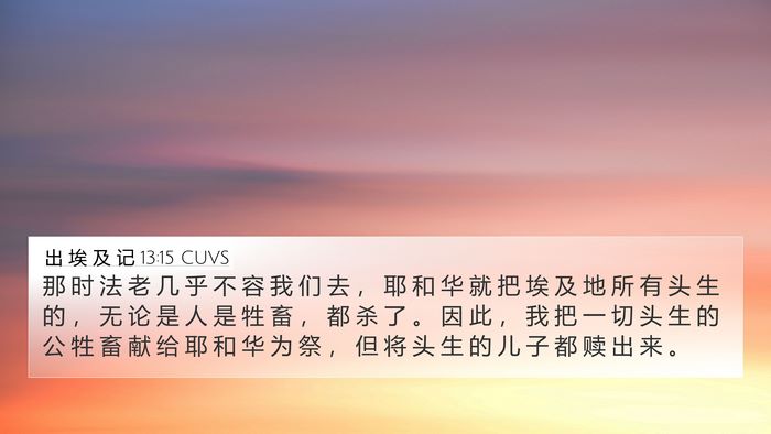 出 埃 及 记 13:15 CUVS Bible Verse Image