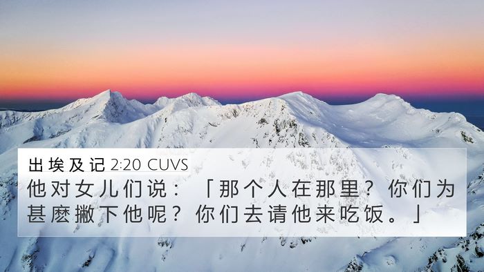 出 埃 及 记 2:20 CUVS 4K Wallpaper - 他 对 女 儿 们 说 ： 「 那 个 人 在 - 4K Wallpaper Bible Verse