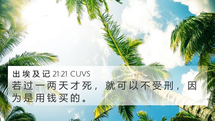 出 埃 及 记 21:21 CUVS Bible Verse Image