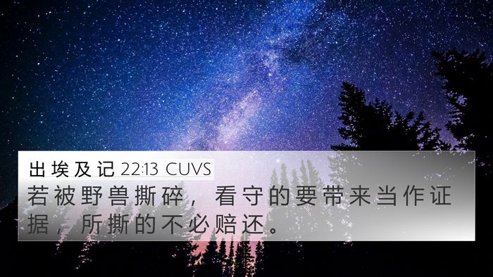 出 埃 及 记 22:13 CUVS 4K Wallpaper - 若 被 野 兽 撕 碎 ， 看 守 的 要 带 - 4K Wallpaper Bible Verse