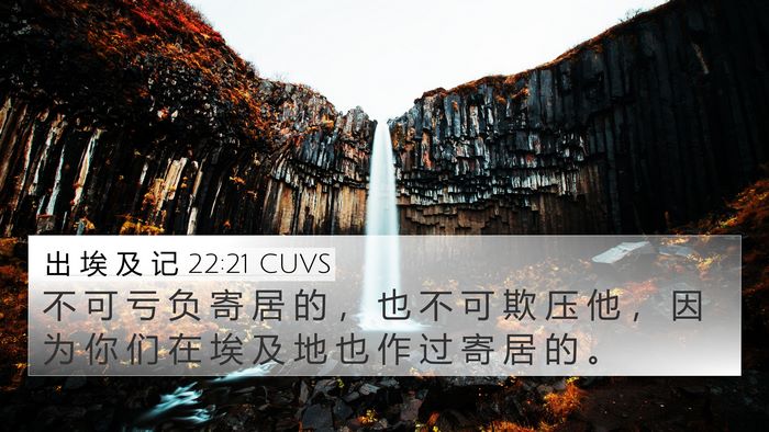 出 埃 及 记 22:21 CUVS Bible Verse Image