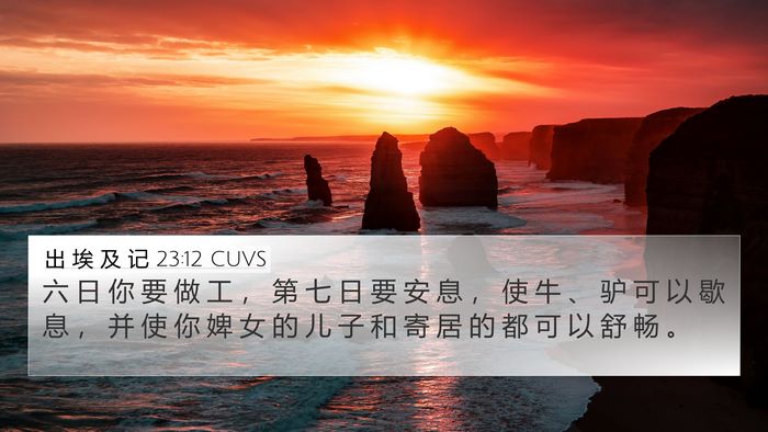 出 埃 及 记 23:12 CUVS Bible Verse Image