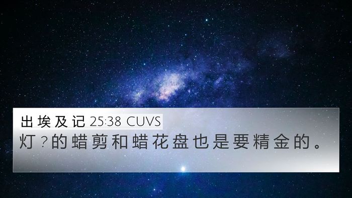 出 埃 及 记 25:38 CUVS 4K Wallpaper - 灯 ? 的 蜡 剪 和 蜡 花 盘 也 是 要 精 - 4K Wallpaper Bible Verse