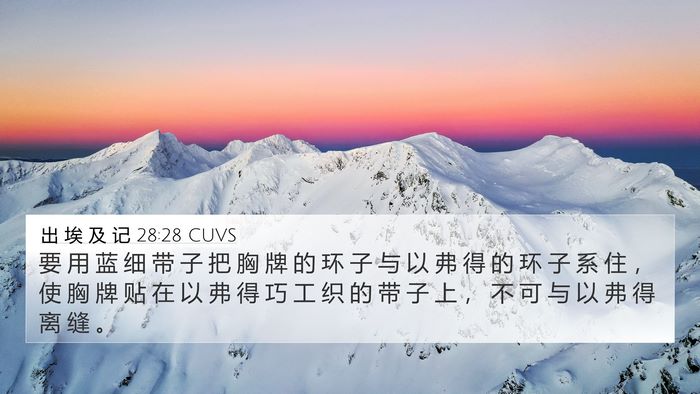 出 埃 及 记 28:28 CUVS 4K Wallpaper - 要 用 蓝 细 带 子 把 胸 牌 的 环 子 - 4K Wallpaper Bible Verse