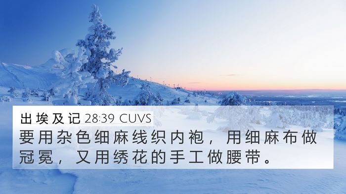 出 埃 及 记 28:39 CUVS Bible Verse Image