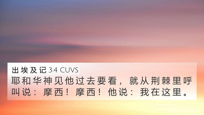 出 埃 及 记 3:4 CUVS Bible Verse Image
