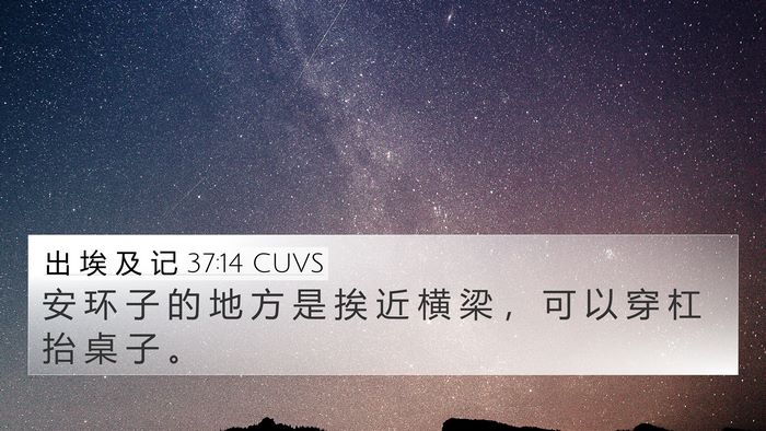 出 埃 及 记 37:14 CUVS 4K Wallpaper - 安 环 子 的 地 方 是 挨 近 横 梁 ， - 4K Wallpaper Bible Verse