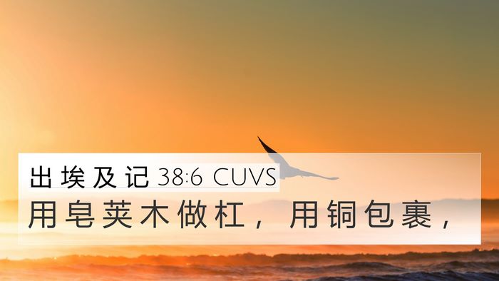 出 埃 及 记 38:6 CUVS 4K Wallpaper - 用 皂 荚 木 做 杠 ， 用 铜 包 裹 - 4K Wallpaper Bible Verse