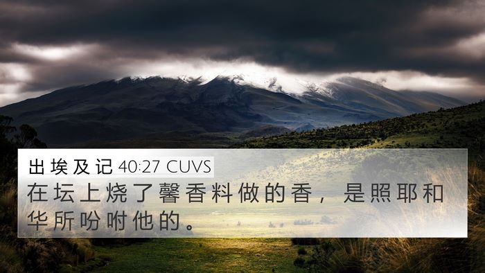 出 埃 及 记 40:27 CUVS 4K Wallpaper - 在 坛 上 烧 了 馨 香 料 做 的 香 ， - 4K Wallpaper Bible Verse