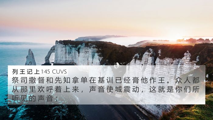 列 王 记 上 1:45 CUVS 4K Wallpaper - 祭 司 撒 督 和 先 知 拿 单 在 基 训 - 4K Wallpaper Bible Verse
