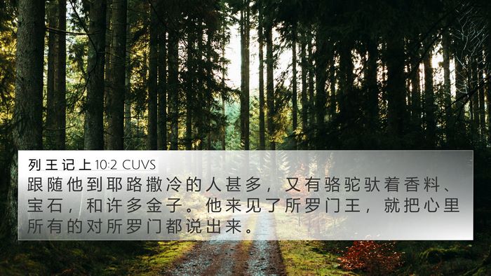 列 王 记 上 10:2 CUVS Bible Verse Image