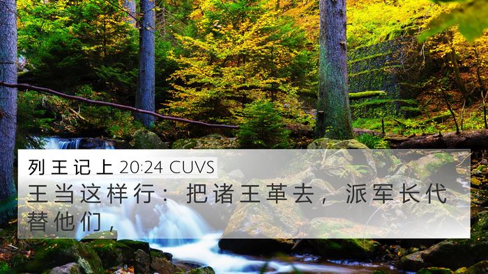 列 王 记 上 20:24 CUVS 4K Wallpaper - 王 当 这 样 行 ： 把 诸 王 革 去 ， - 4K Wallpaper Bible Verse