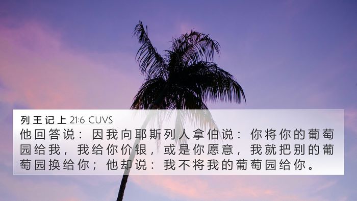 列 王 记 上 21:6 CUVS 4K Wallpaper - 他 回 答 说 ： 因 我 向 耶 斯 列 人 - 4K Wallpaper Bible Verse