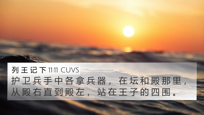 列 王 记 下 11:11 CUVS 4K Wallpaper - 护 卫 兵 手 中 各 拿 兵 器 ， 在 坛 - 4K Wallpaper Bible Verse