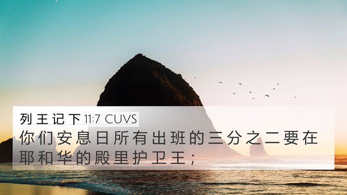 列 王 记 下 11:7 CUVS 4K Wallpaper - 你 们 安 息 日 所 有 出 班 的 三 分 - 4K Wallpaper Bible Verse