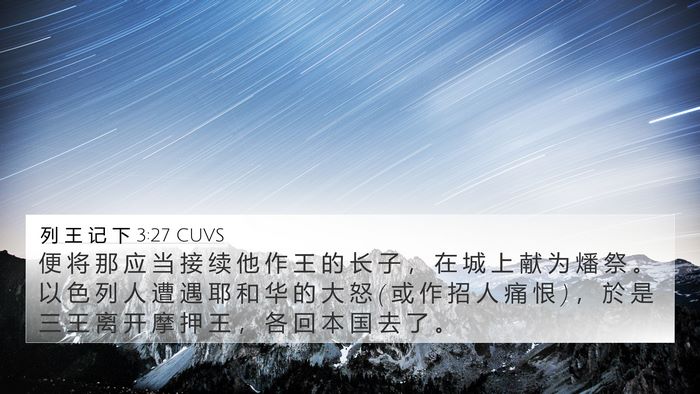 列 王 记 下 3:27 CUVS 4K Wallpaper - 便 将 那 应 当 接 续 他 作 王 的 长 - 4K Wallpaper Bible Verse