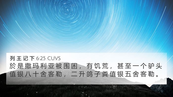 列 王 记 下 6:25 CUVS Bible Verse Image