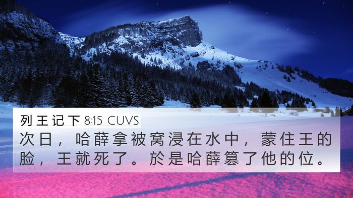 列 王 记 下 8:15 CUVS 4K Wallpaper - 次 日 ， 哈 薛 拿 被 窝 浸 在 水 中 - 4K Wallpaper Bible Verse