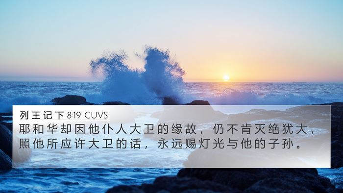 列 王 记 下 8:19 CUVS 4K Wallpaper - 耶 和 华 却 因 他 仆 人 大 卫 的 缘 - 4K Wallpaper Bible Verse