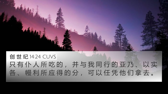 创 世 纪 14:24 CUVS 4K Wallpaper - 只 有 仆 人 所 吃 的 ， 并 与 我 同 - 4K Wallpaper Bible Verse