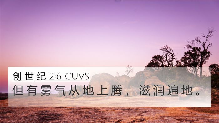 创 世 纪 2:6 CUVS 4K Wallpaper - 但 有 雾 气 从 地 上 腾 ， 滋 润 遍 - 4K Wallpaper Bible Verse