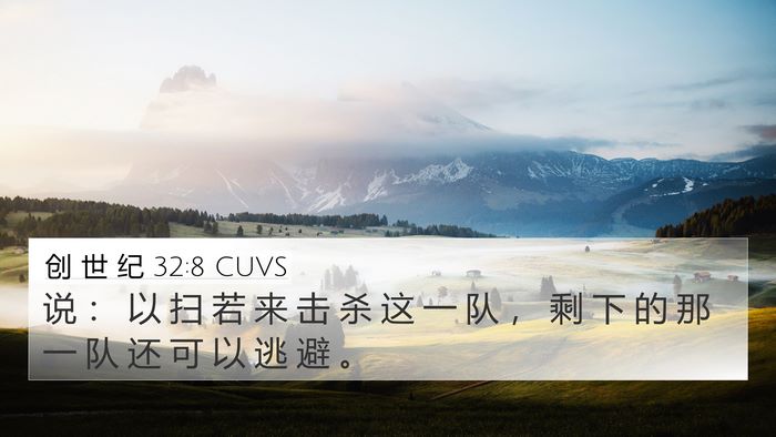 创 世 纪 32:8 CUVS 4K Wallpaper - 说 ： 以 扫 若 来 击 杀 这 一 队 ， - 4K Wallpaper Bible Verse
