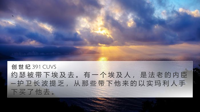 创 世 纪 39:1 CUVS 4K Wallpaper - 约 瑟 被 带 下 埃 及 去 。 有 一 个 - 4K Wallpaper Bible Verse