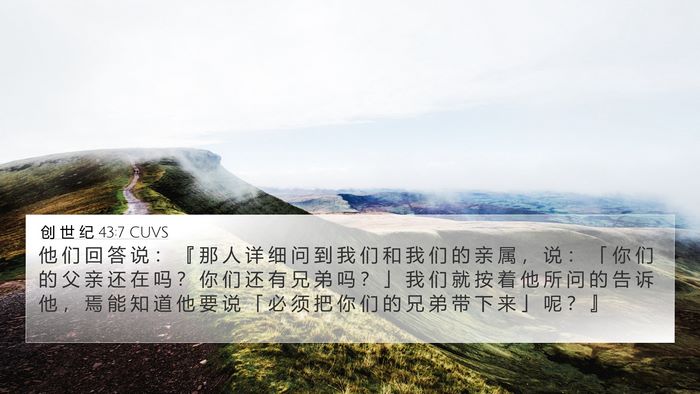 创 世 纪 43:7 CUVS Bible Verse Image