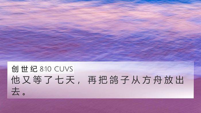 创 世 纪 8:10 CUVS 4K Wallpaper - 他 又 等 了 七 天 ， 再 把 鸽 子 从 - 4K Wallpaper Bible Verse
