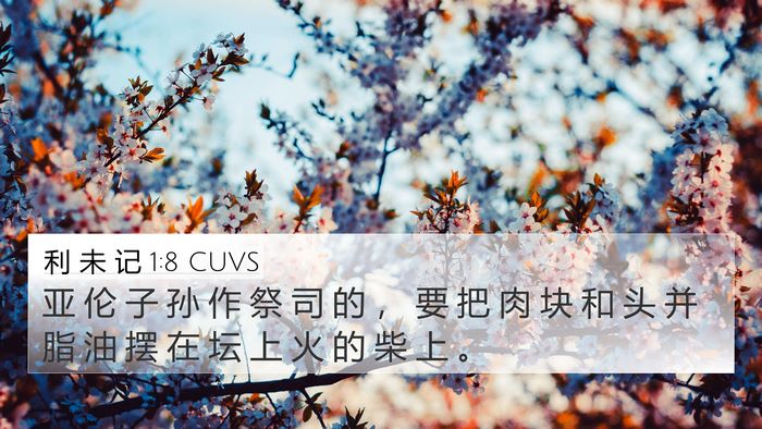 利 未 记 1:8 CUVS 4K Wallpaper - 亚 伦 子 孙 作 祭 司 的 ， 要 把 肉 - 4K Wallpaper Bible Verse