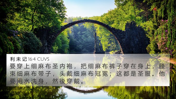 利 未 记 16:4 CUVS 4K Wallpaper - 要 穿 上 细 麻 布 圣 内 袍 ， 把 细 - 4K Wallpaper Bible Verse